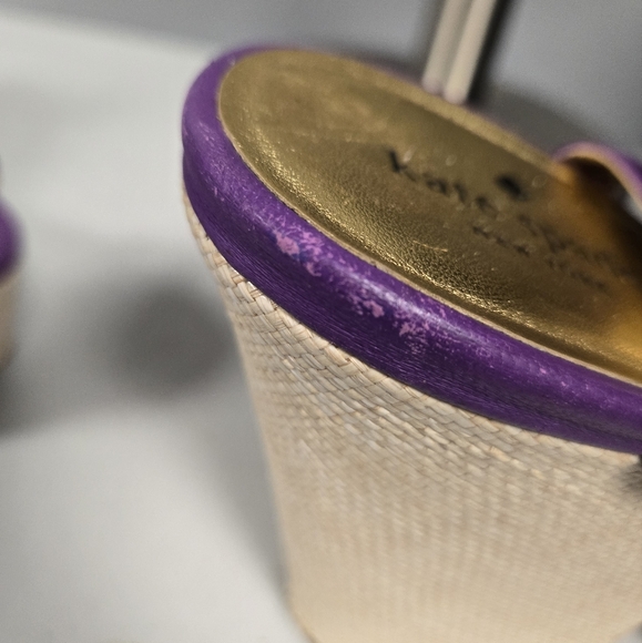 Kate Spade Purple and Gold Wedge Platform Shoes Size 9.5